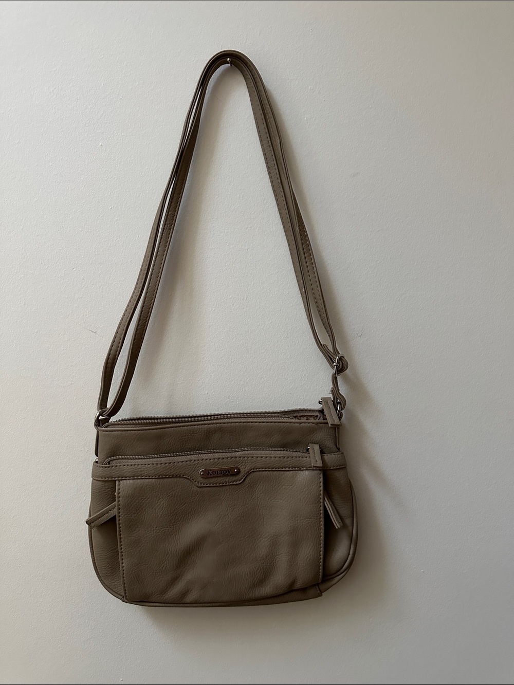 Vintage Koltov Everyday Taupe Crossbody Bag with Front Pocket